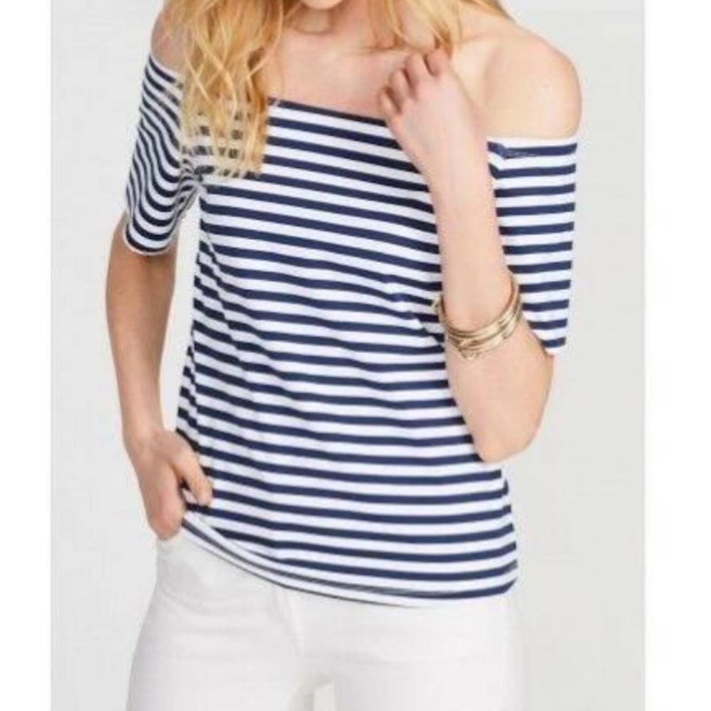J. McLaughlin Striped Off the Shoulder Top